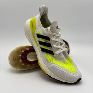 Adidas Ultraboost 21 Solar Yellow White Mens Road Running Shoes Size 10.5